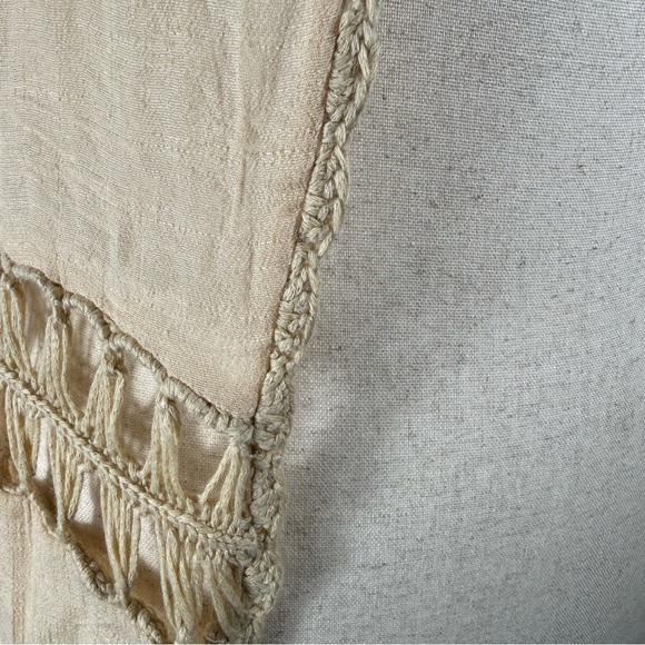 Cream Crochet Fringe Vest Size M Boho Chic Festival Fashion Crochet Fringe Rue21 - Picture 9 of 13